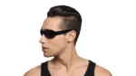 Black Wraparound Men Sunglasses (P089BK1|61) - Image 2