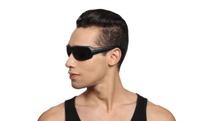 Black Wraparound Men Sunglasses (P190GR2|67) - Image 1