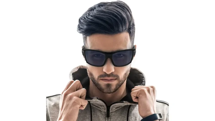Black Wraparound Sunglasses for Men (P223BU2|66) - Image 1